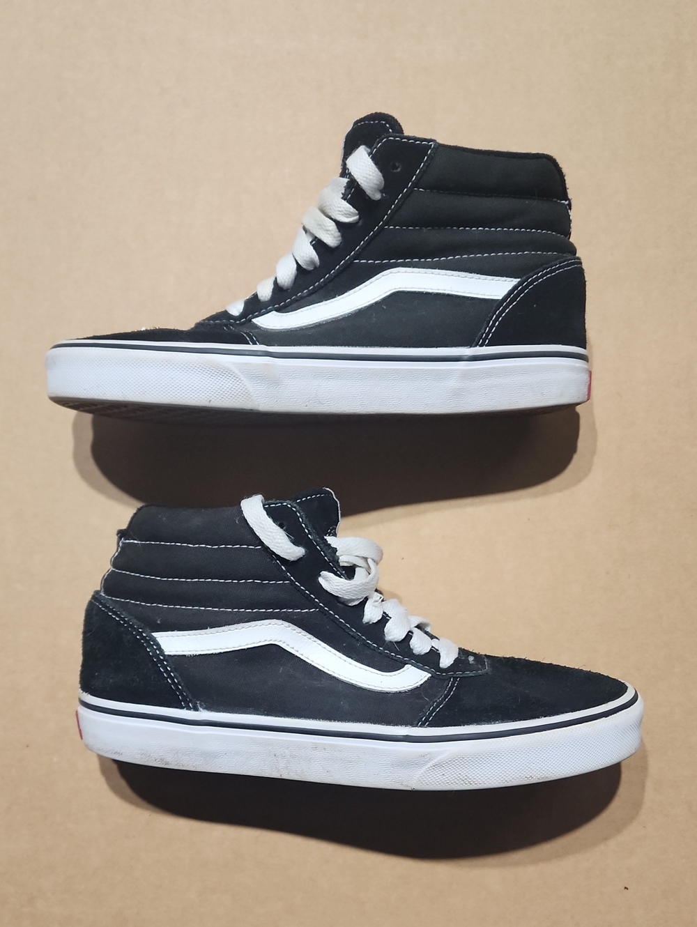 Vans Off the Wall High Top Shoes Black & White Canvas&leather Mens Sz 7